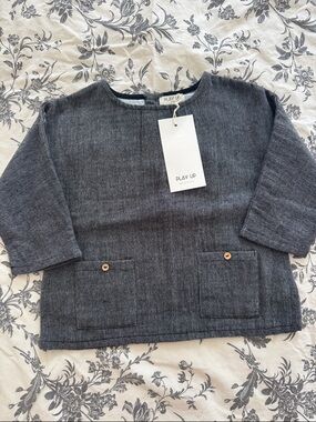 Play Up Dark Heather Gray baby blouse 18M